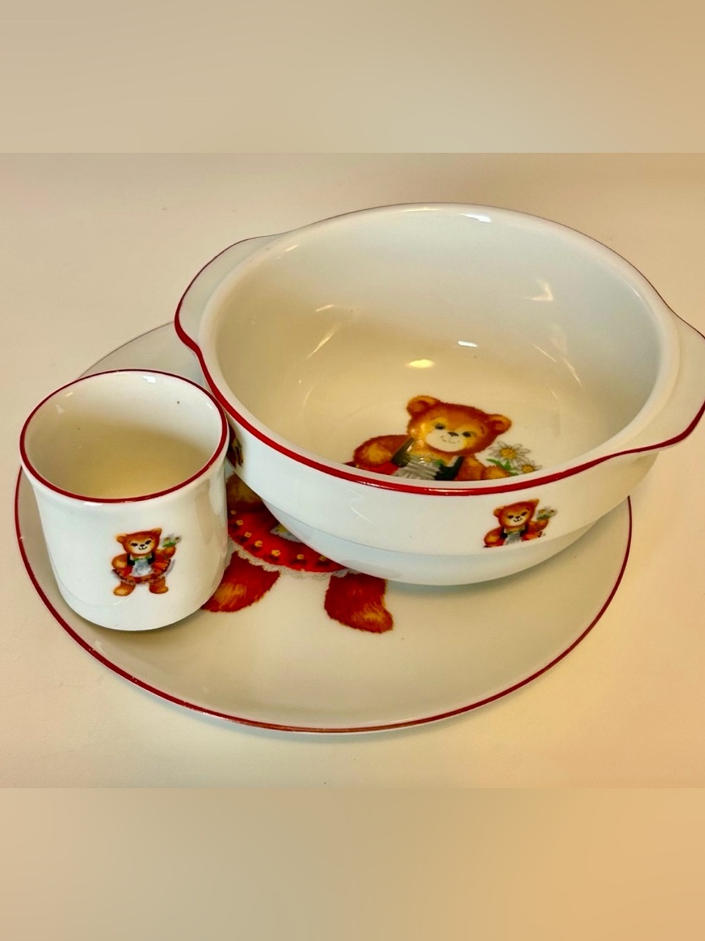 Vintage Reutter Porcelain Children’s Dish Set  Germany Plate Cup Bowl